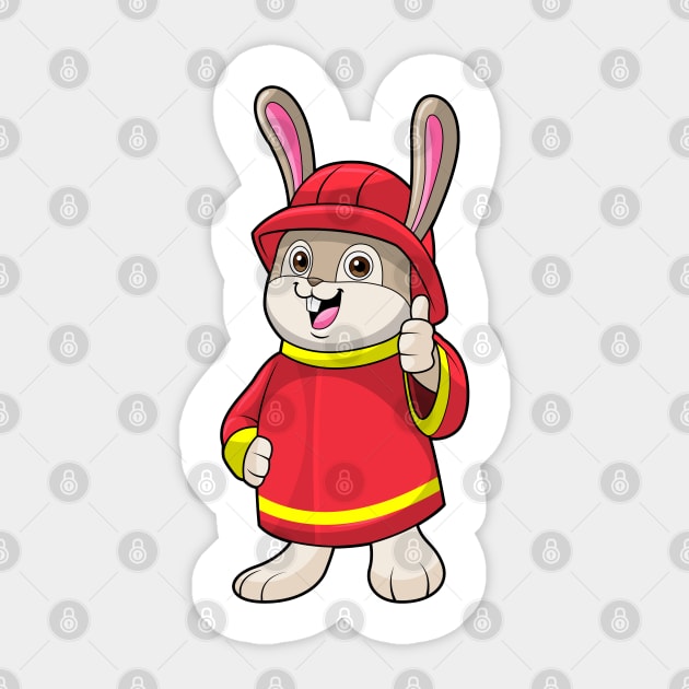 Rabbit as Firefighter with Helmet Sticker by Markus Schnabel